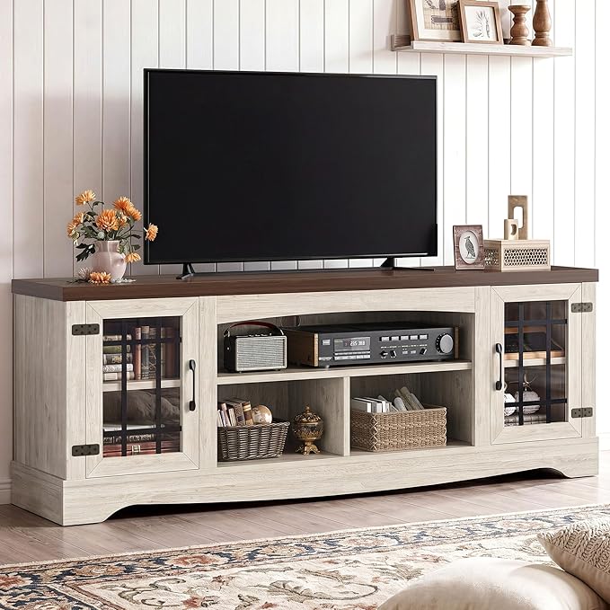 IRONCK Farmhouse TV Stand for 75 Inch TV, Rustic Entertainment Center