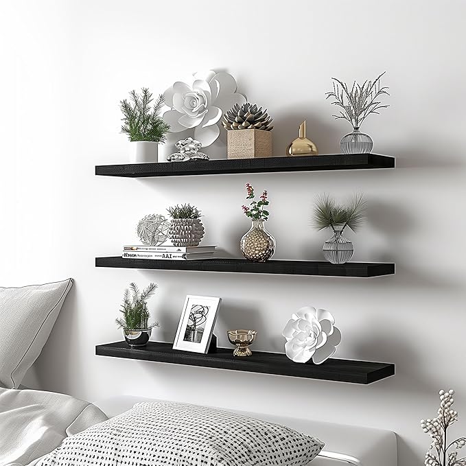 YYWUOJJ Wood Floating Shelves for Wall Decor, Rustic Wall Shelves for Bedroom