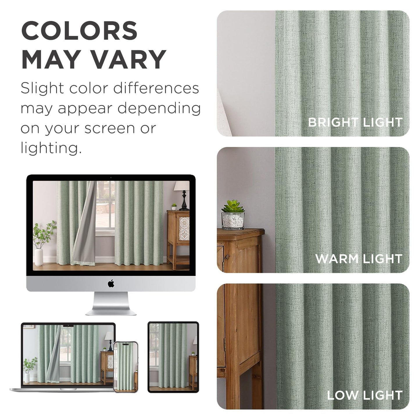 Joydeco Pinch Pleated Curtains - 100% Blackout for Bedroom, Sage Green Linen Curtains 40" W x 90" L, Thermal Insulated 2 Panels Light Blocking Drapes, Back Tabs for Living Room