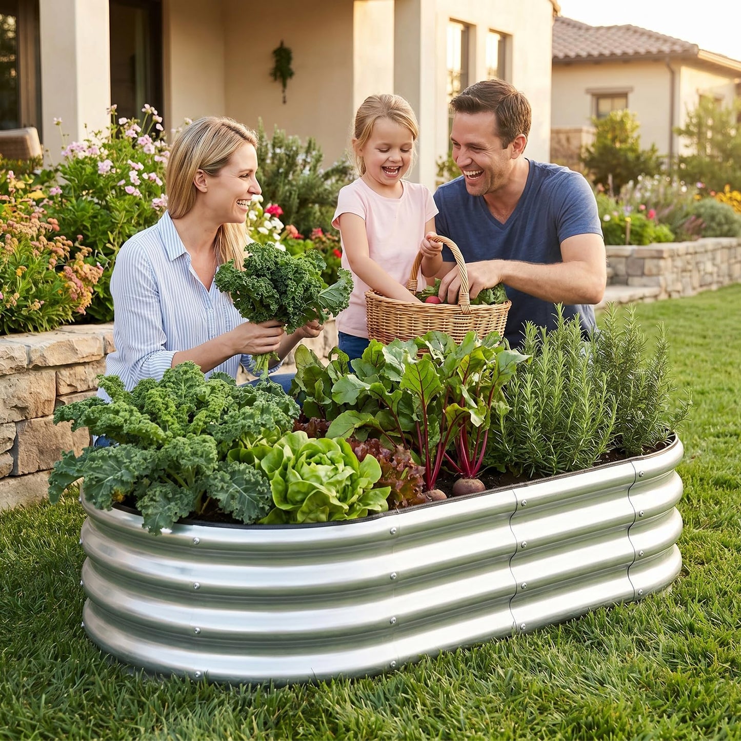 1MORE Galvanized Raised Garden Bed- Planter Garden Boxes Outdoor, Raised Beds for Gardening, 4x2x1ft Metal Garden Bed Kit for Vegetables Flower, Planter Raised Bed with Protective Tape & Tools.Silver