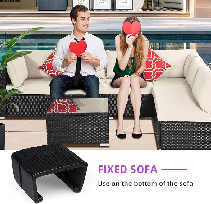 SUQ I OME Pack of 10 Outdoor Patio Garden Wicker Rattan Furniture Aligment Sofa