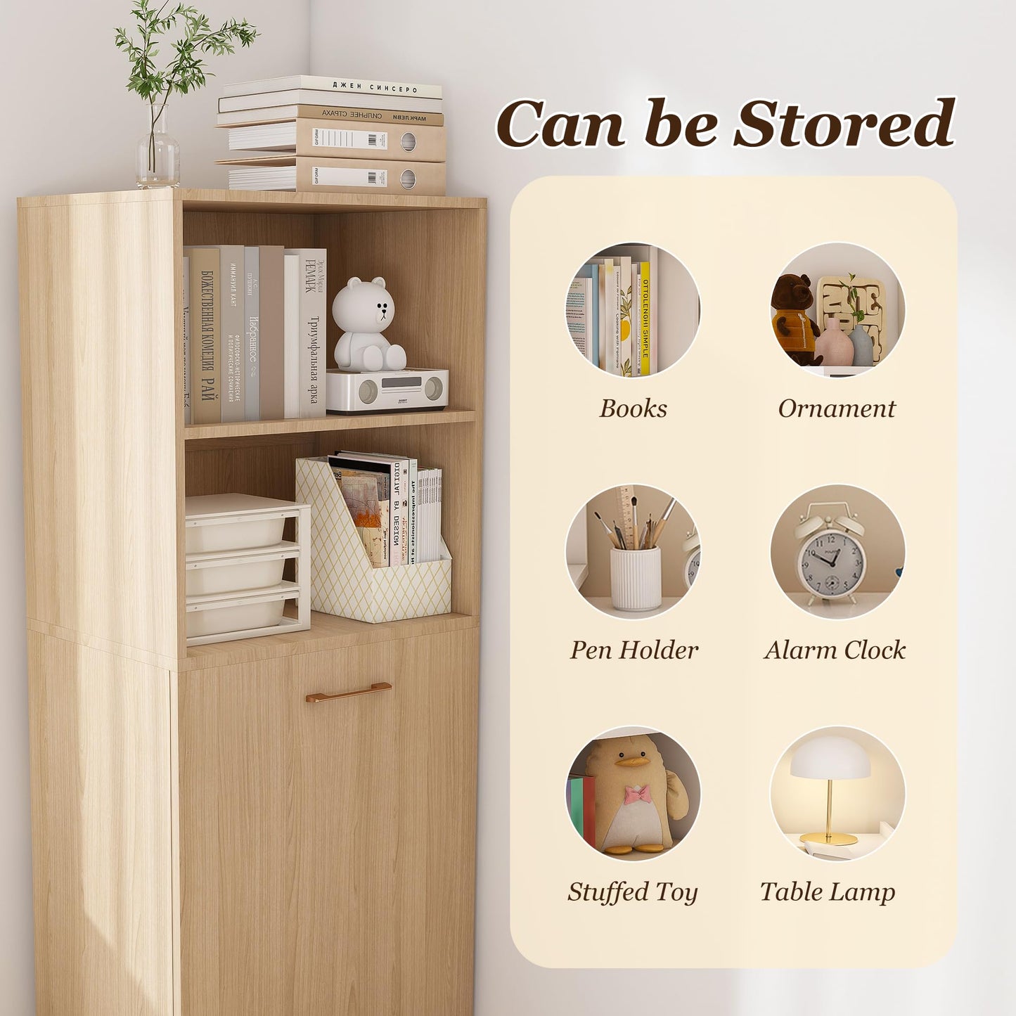 Stretchable Desk, Office Desk with Storage Shelves and Mobile Wheels, Foldable Desk Suitable for Small Apartments and Offices, White (Natural Wood)