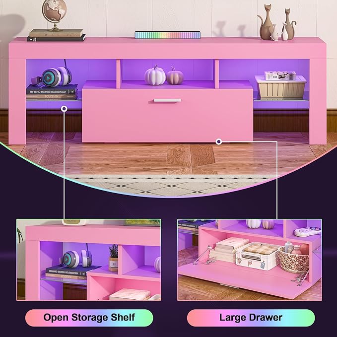 Clikuutory Modern Lighting 51 inch TV Stand