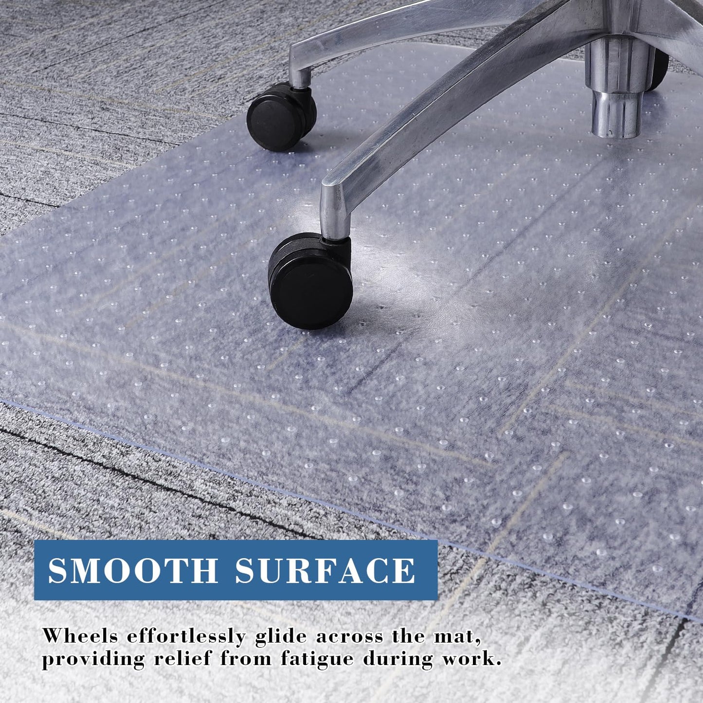 Tydle Chair Mat for Carpet, 36" x 48" Office Chair Mat for Carpeted Floors, Heavy Duty Rolling Computer Under Desk Mat with Grips, Floor Protector Mat for Home Office (Clear)