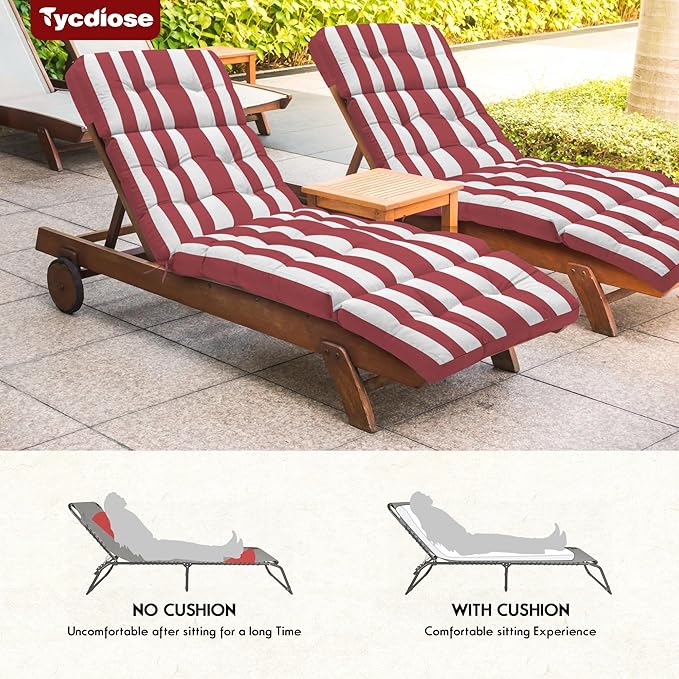 Outdoor Chaise Lounge Chair Cushion Set of 4, Waterproof 74.4 x 22 x 4.7 Inches