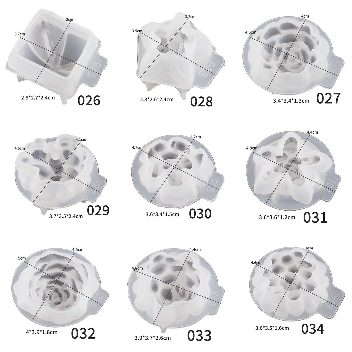 18 Pack Flower Succulent Candle Molds Peony Rose Resin Casting Silicone Molds for Home Decor & Candle Making Wave Spiral Mold