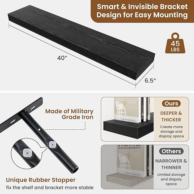 fuqing Floating Shelves for Wall, Wall Mounted Wood Floating Shelf