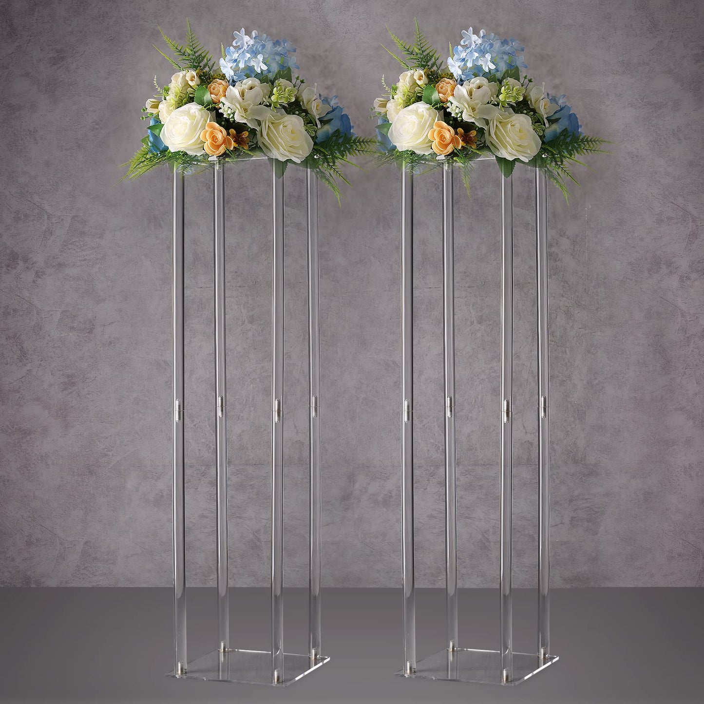 YALLOVE Acrylic Flower Stand, Set of 2 Clear Pedestal, 31.5 Inch Tall Vases for Wedding Event Party Props, Home Decor