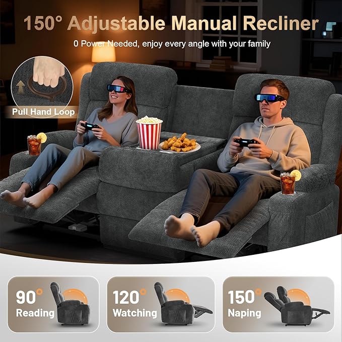3-Seater Reclining Loveseat Sofa