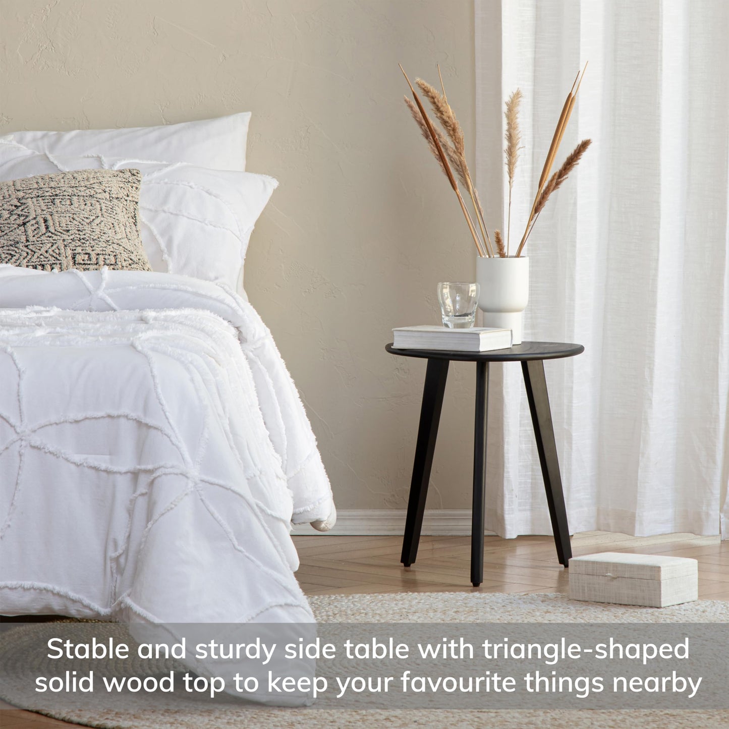 MH London Side Table - Wandsworth Wooden End Table - Exclusively Designed Hand Crafted Small Tables - Contemporary Triangle End Table for Living Room, Bedroom Bedside Tables and Office