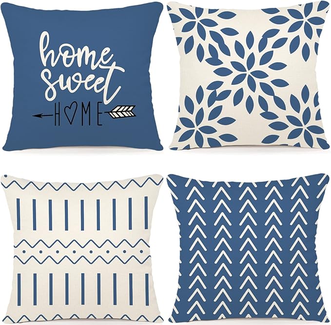 YCOLL Pillow Covers 22x22 Set of 4, Modern Sofa Throw Pillow Cover, Decorative