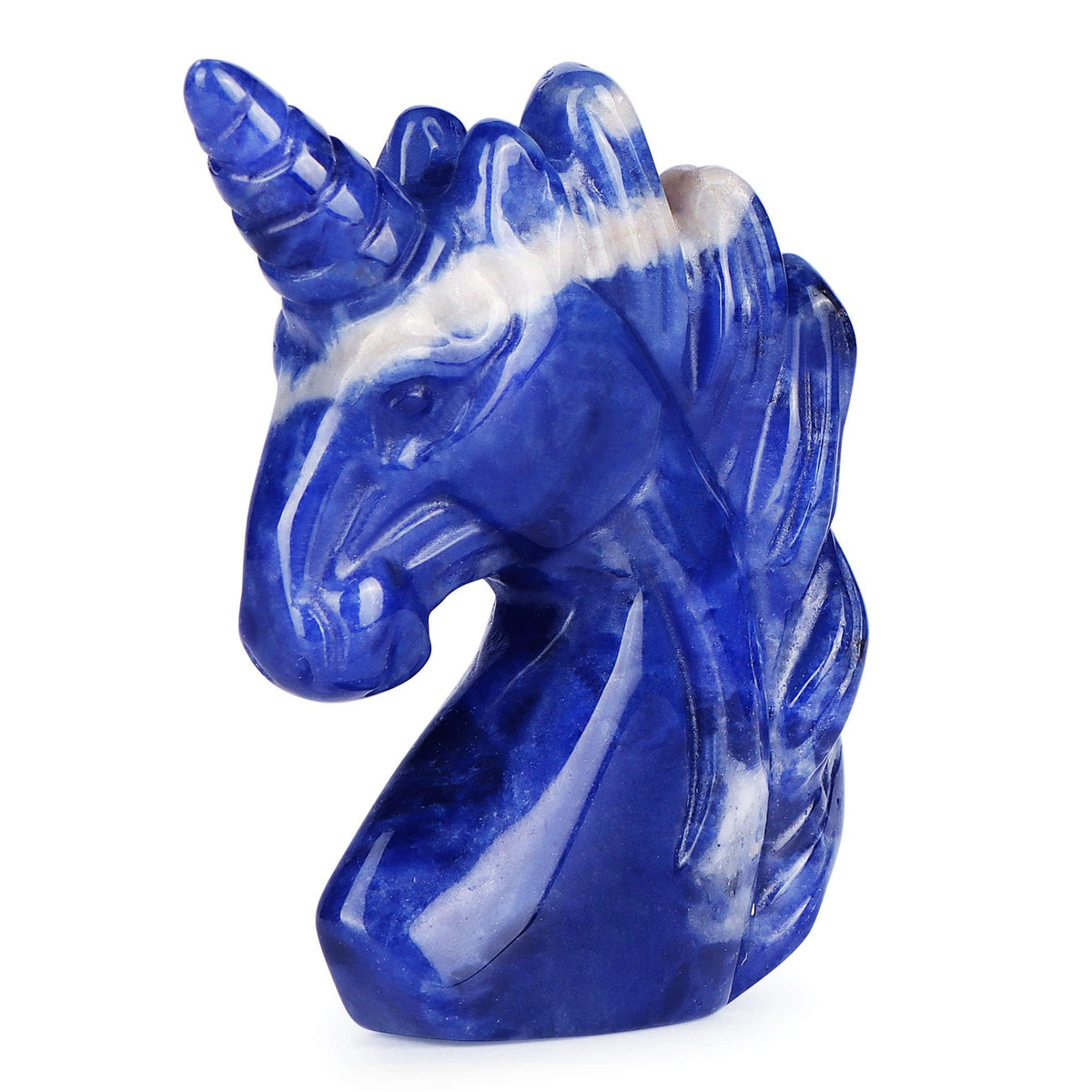 Artistone Crystal Unicorn Figurine Ornament Decor Hand Carved 2 Inches Sodalite Unicorn Statue Animal Healing Collectible Figurine Reiki Paperweight Home Office Girl Gifts