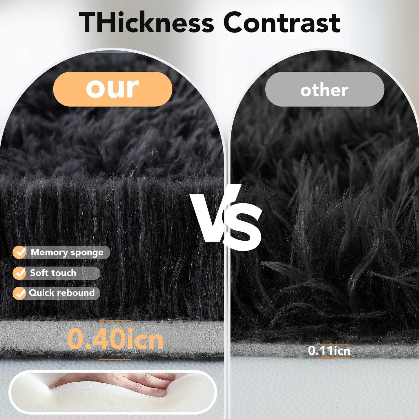Topmaxcs Black Shag Area Rug Bedroom: 8x10 Shag Fluffy Area Rugs for Living Room- Plush Rugs for Bedroom- Large Fuzzy Soft Modern Rugs for Kids Room (Black, 8x10 Feet)