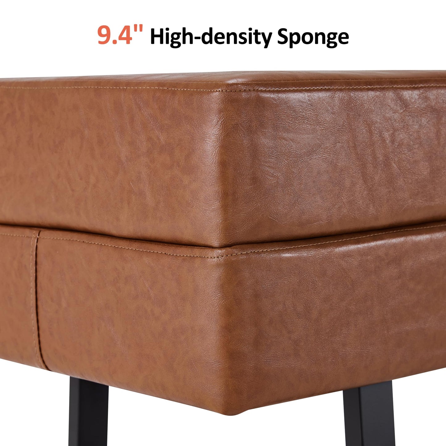 BarberPub Waiting Room Chairs, Heavy Duty Office Guest Reception Bench, Faux Leather Upholstered Lobby Chairs for Salon, Conference Room 7008 (Cognac)