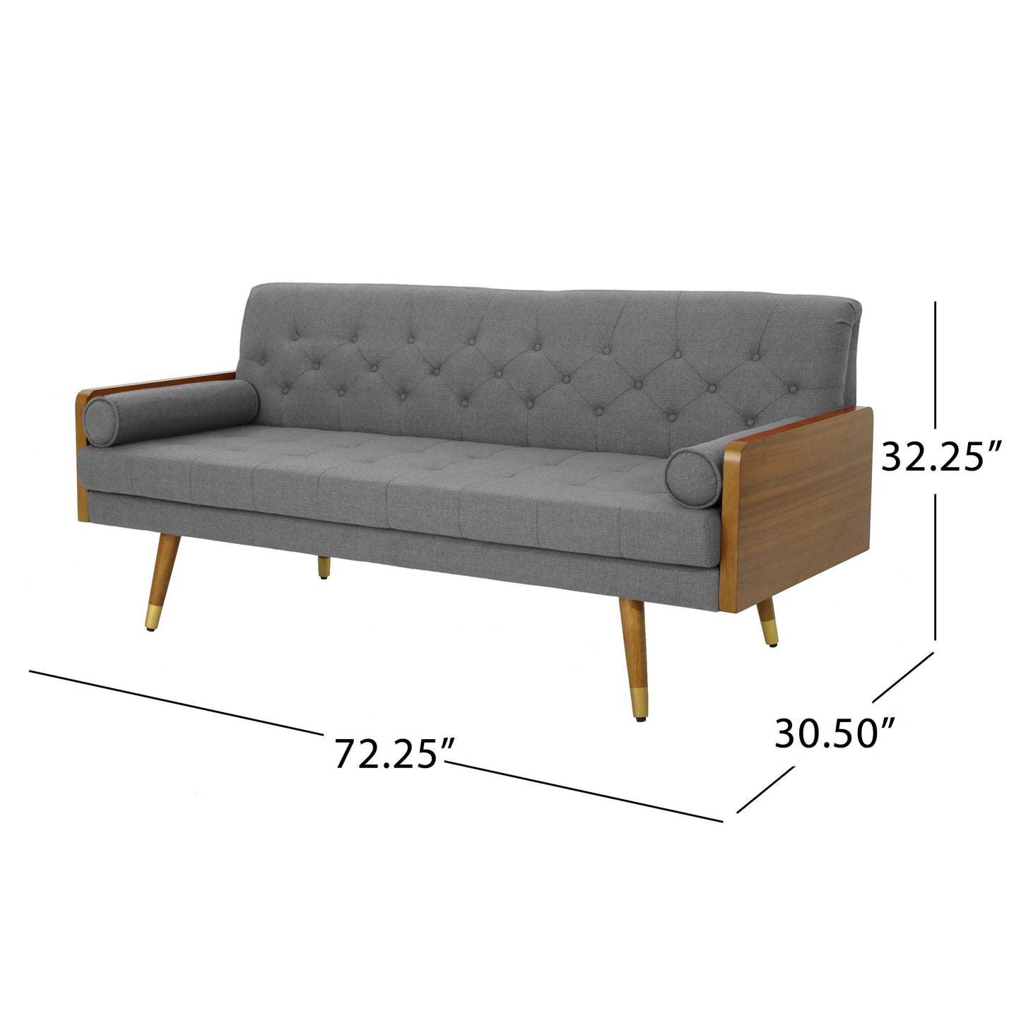 Christopher Knight Home GDFStudio Christopher Knight Home Aidan Mid Century Modern Tufted Fabric Sofa, Gray