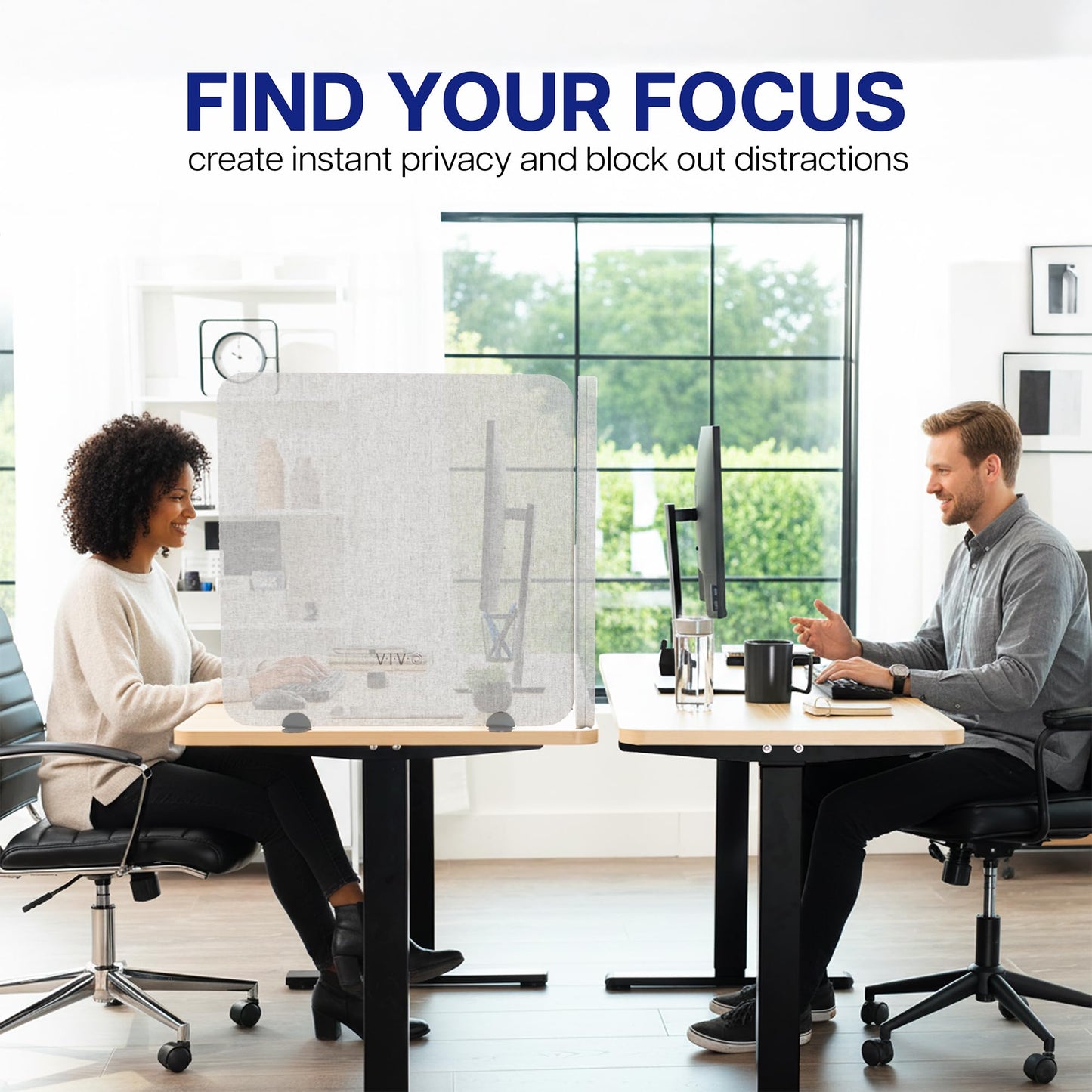 VIVO Gray Freestanding 24 x 24 inch Privacy Panel, Sound Absorbing Cubicle Desk Divider, Acoustic Partition, PP-1-V024G-S