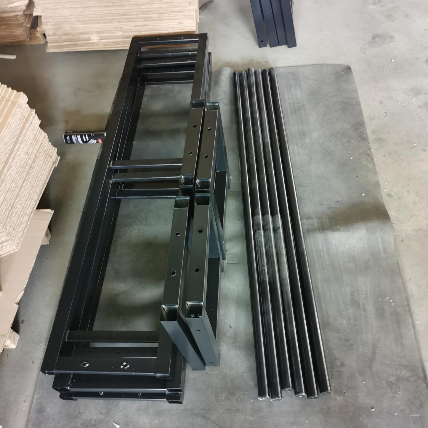 Industrial Locker Room Bench with Storage Rack, Double-Sided Wood Slat Seating, Black Metal Frame