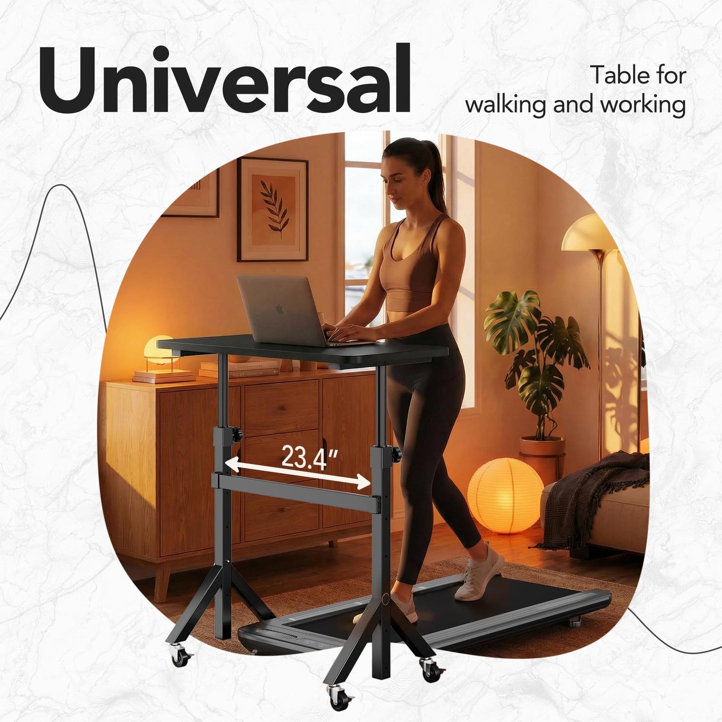 HUANUO 32'' Small Standing Desk Adjustable Heigh, Mobile Stand Up Desk with Wheels, Portable Rolling Desks for Walking Pad and Treadmill, Computer Laptop Desks for Home Office Space,Black