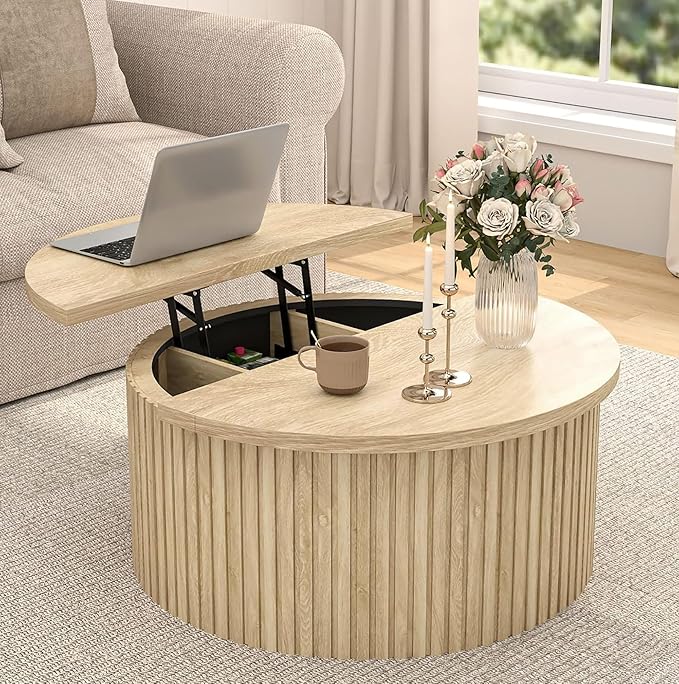 Fsbecl Fluted Lift Top Coffee Table