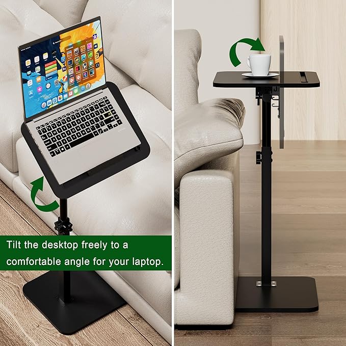 360° Swivel Sofa Side Table for Couch