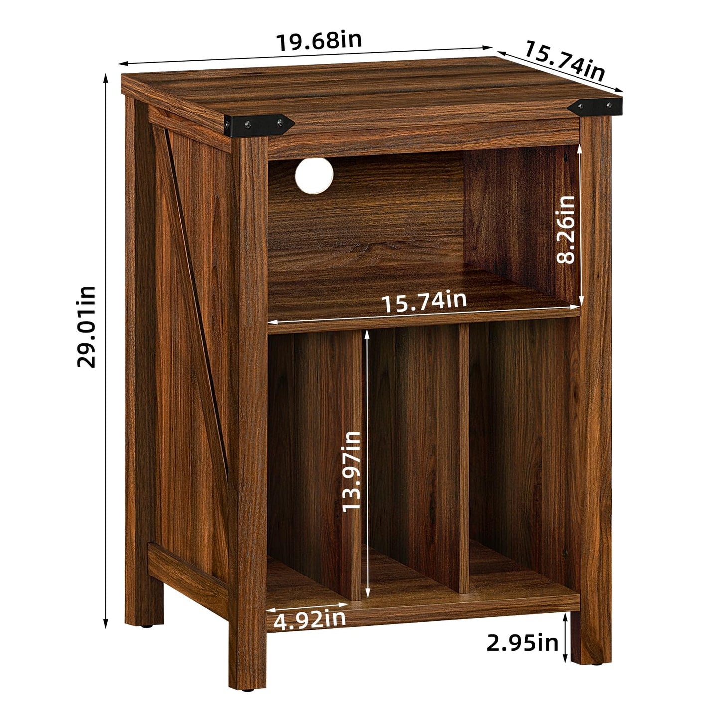 Joaxswe Record Player Stand with Vinyl Record Storage,Rustic Brown Record Player Table Holds up to 160 Albums,Large Wood Turntable Stand Cabinet Dispaly Shelf for Living Room,Bedroom,Office