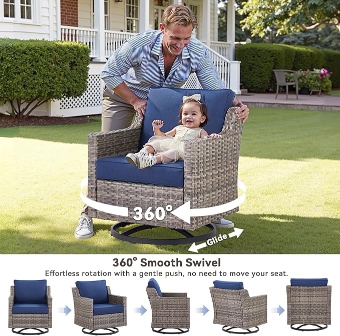 6 Piece Outdoor Patio Wicker Furniture Sets-High Back Outdoor Conversation Set