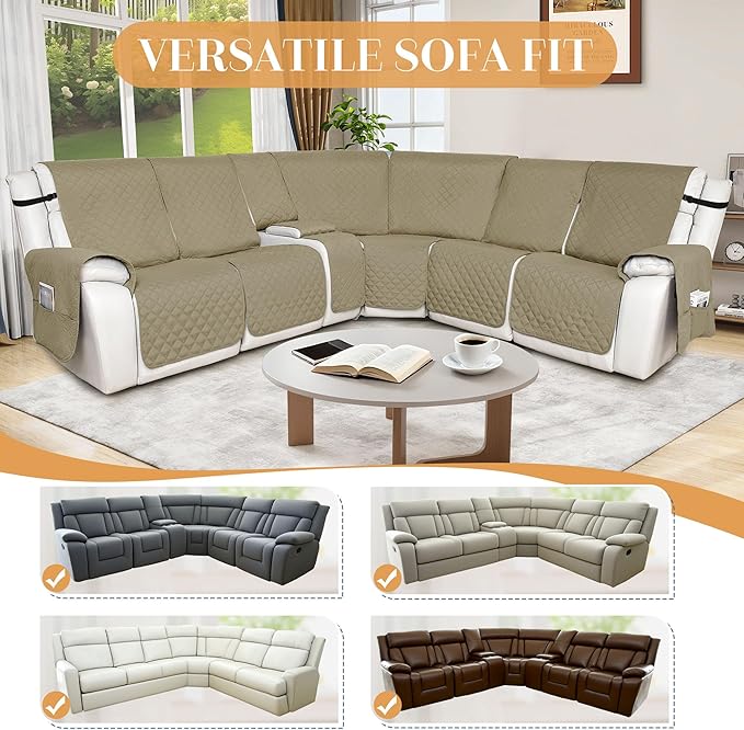 HDCAXKJ 100% Waterproof Reclining Sectional Couch Covers L Shape Recliner Sofa