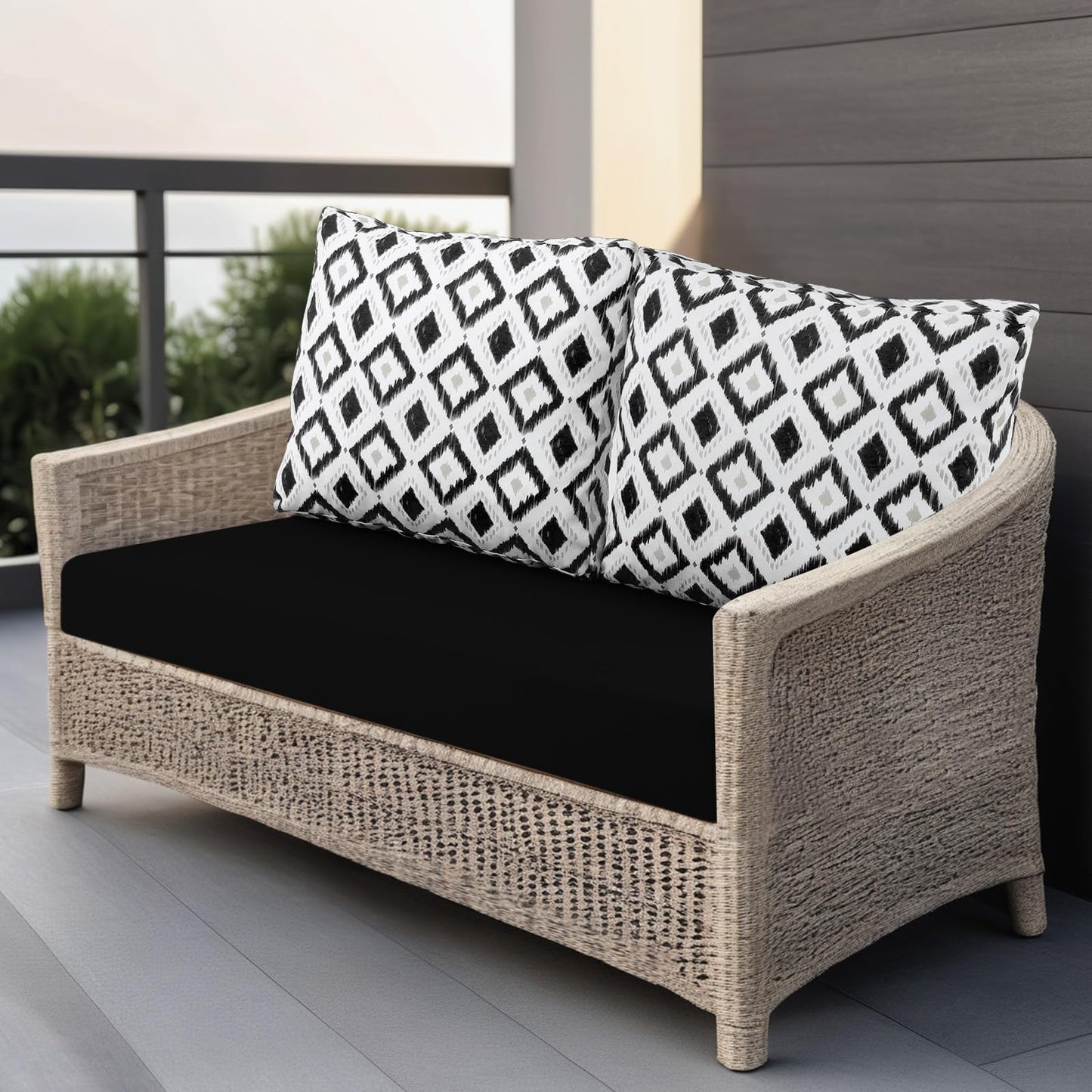 idee-home Outdoor Loveseat Cushions for Patio Furniture, Waterproof Couch Hampton Bay Deep Seat Cushion Replacement Set 46" x 26", Patio Love Seat Sofa Cushions for Garden Chair, Navy Blue Pattern