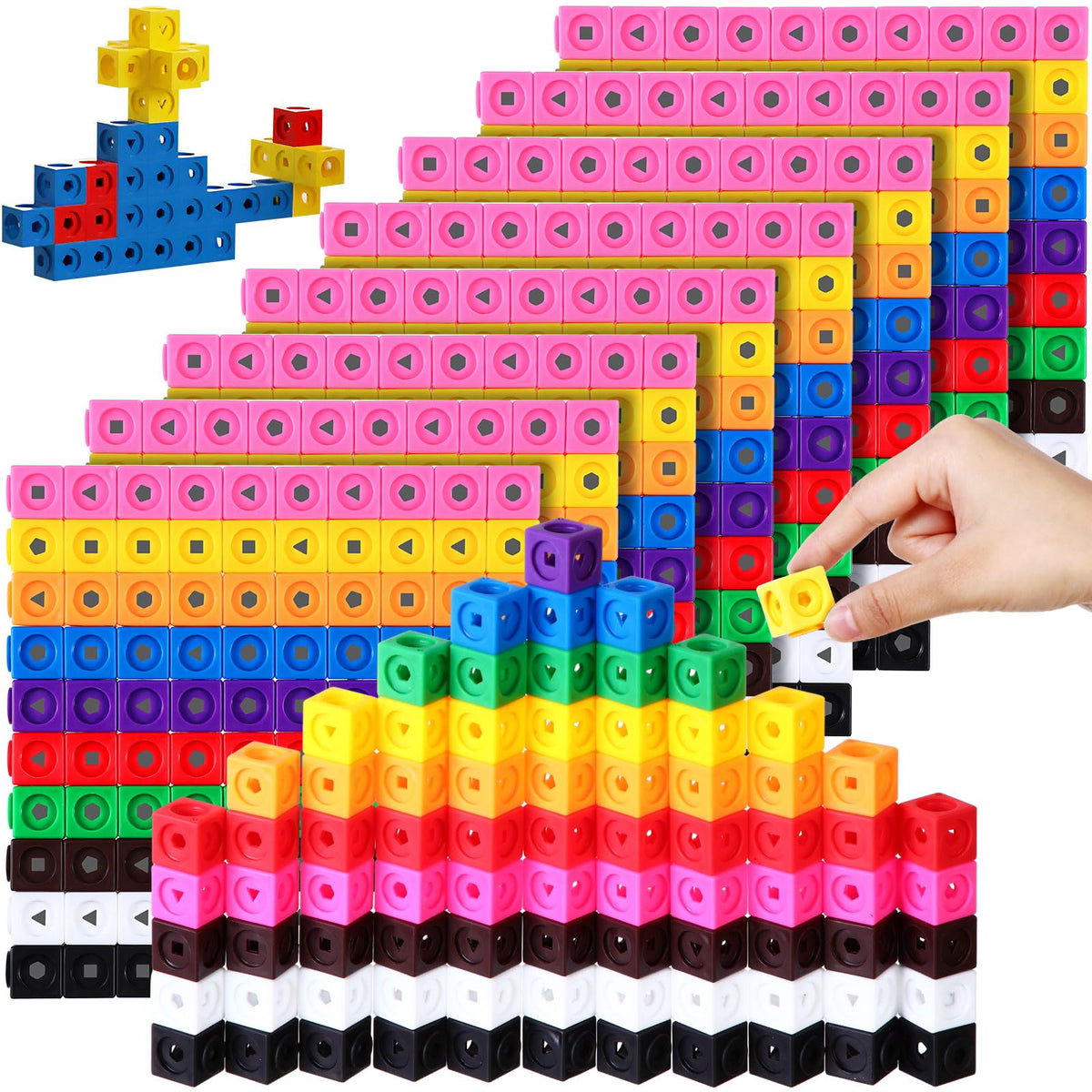 Poen 800 Pcs Linking Cubes for Math Counting Blocks Colorful Manipulatives Cubes Toy Connecting Blocks Education Learning Math Construction Toy for Kids Ages 4-8 Stem Activity