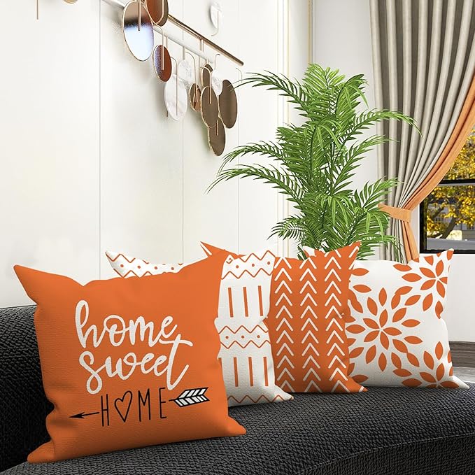 YCOLL Fall Pillow Covers 20x20 Set of 4, Modern Sofa Throw Pillow Cover