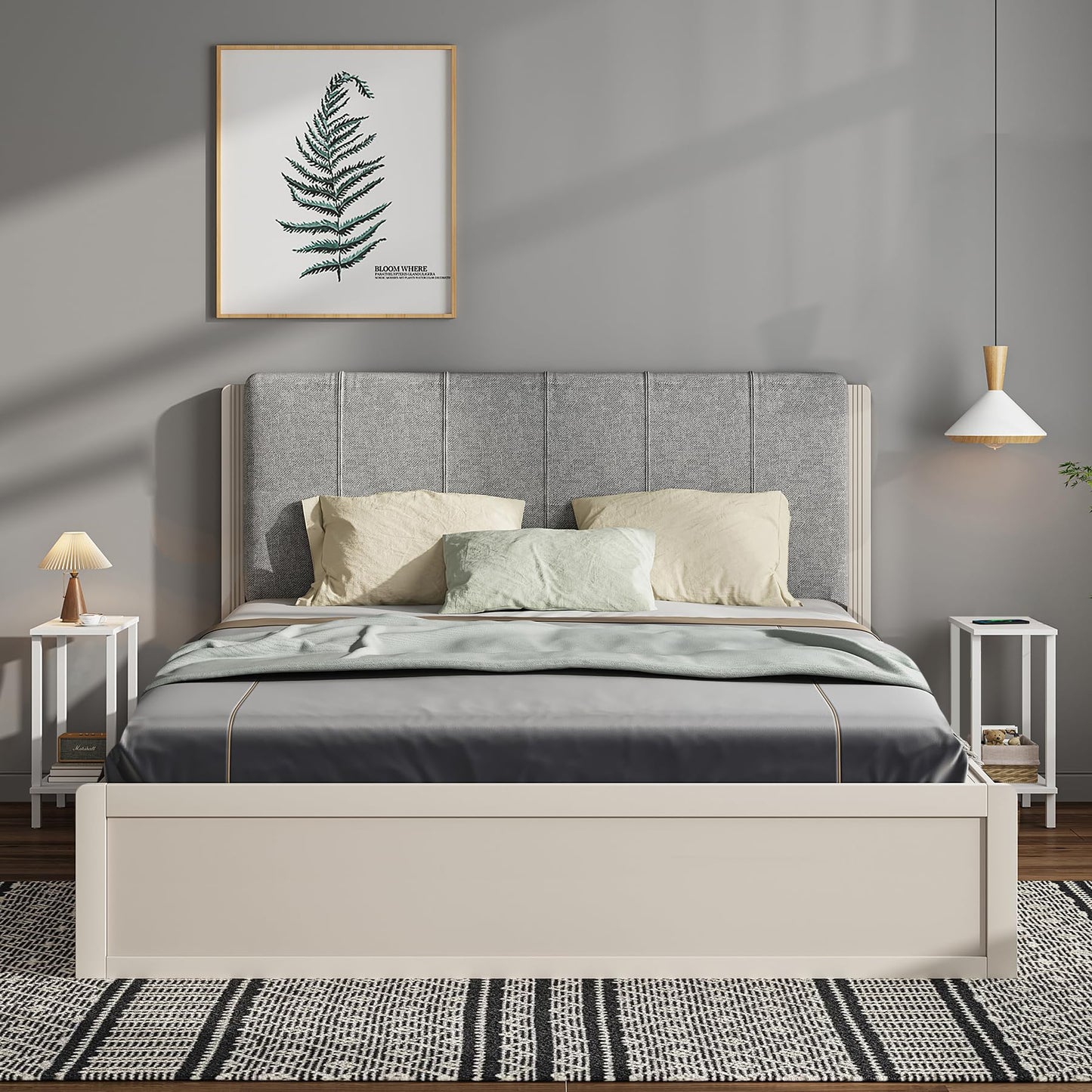 TUTOTAK Small Side Table, Narrow End Table, Skinny Sofa Table, Slim Nightstand, Couch Table, Living Room, Bed Room, White TB01BW062