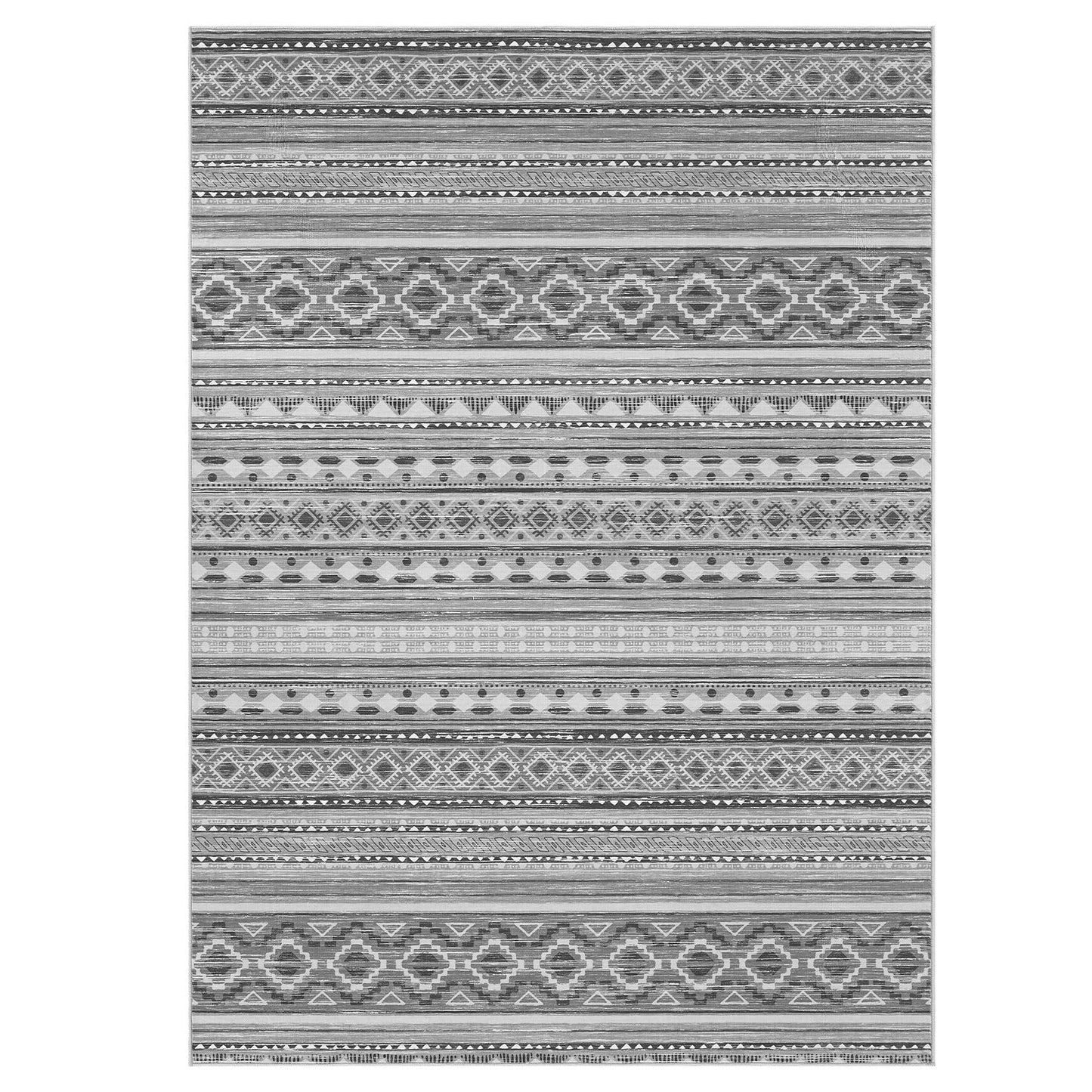 cotiled 5x7 Area Rugs Living Room Rug: Washable Boho Rugs with Non Slip Backing Large Soft Indoor Stain Resistant Carpet for Bedroom Farmhouse Dining Room Lightweight Home Decor Beige Grey