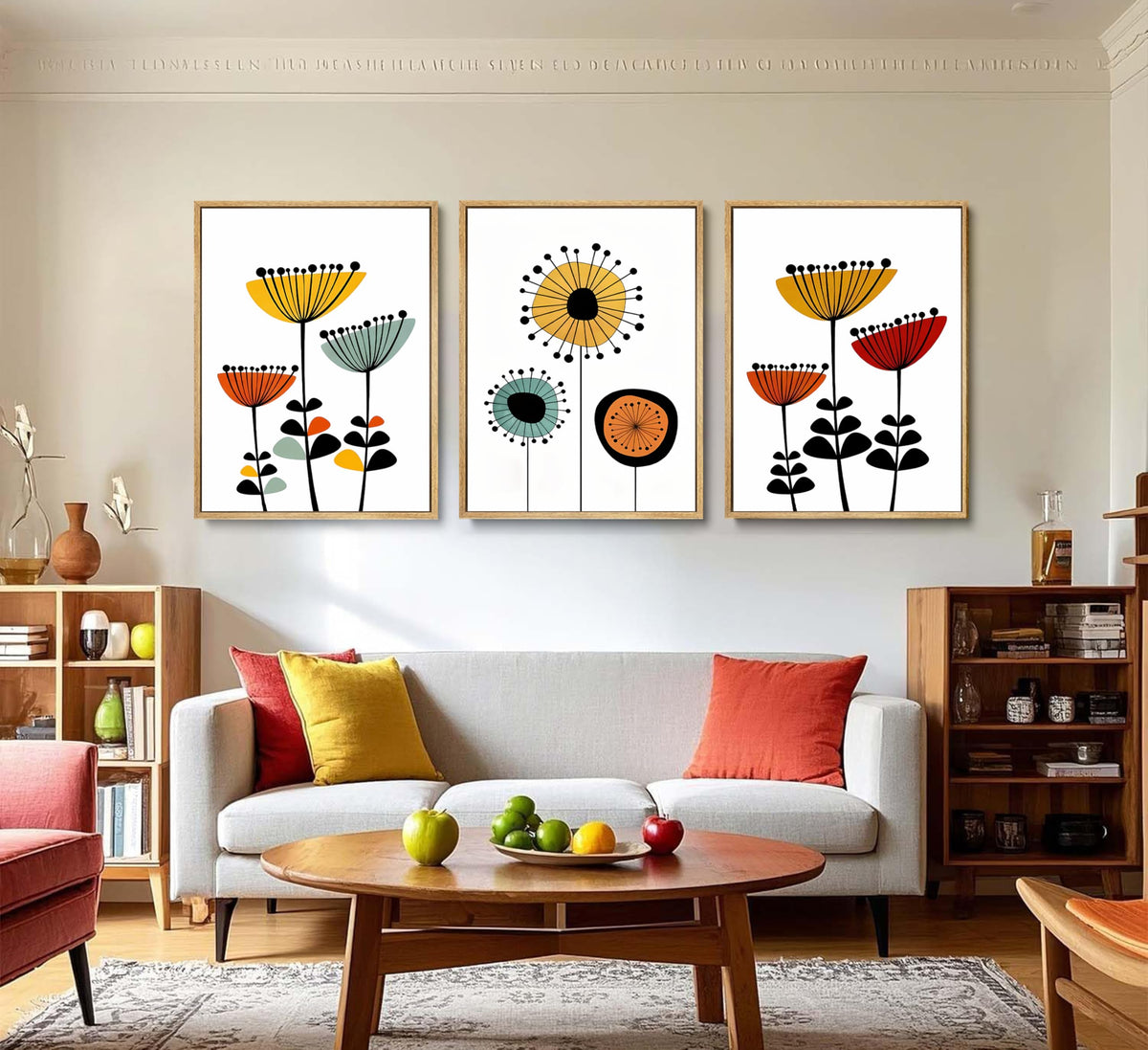 YCXDMJ 3pcs Abstract Boho Floral Wall Art Vibrant Canvas Posters and Prints Modern Flower Paintings Pictures Artistic Wall Decor for Bedroom Living Room Office and Dorm Decoration Unframed