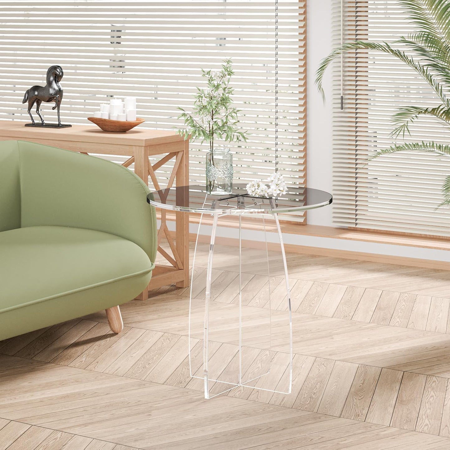 Dethan Clear Acrylic End Table, Modern Lucite Side Table, Minimalist Nightstand & Accent Table for Living Room, Bedroom & Sofa Side, Spacious Design, 20 x 20 x 21.1 in