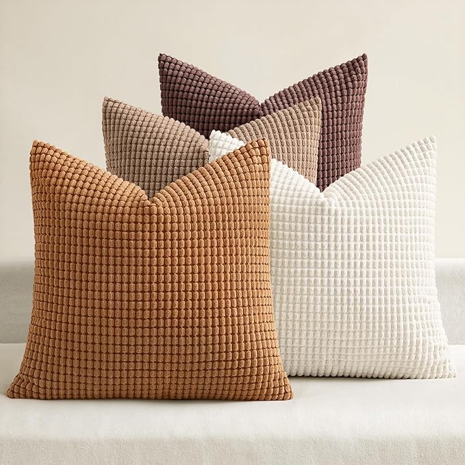 MIULEE Modern Farmhouse Decorative Lumbar Pillow Covers 20x20 Inch Set of 4