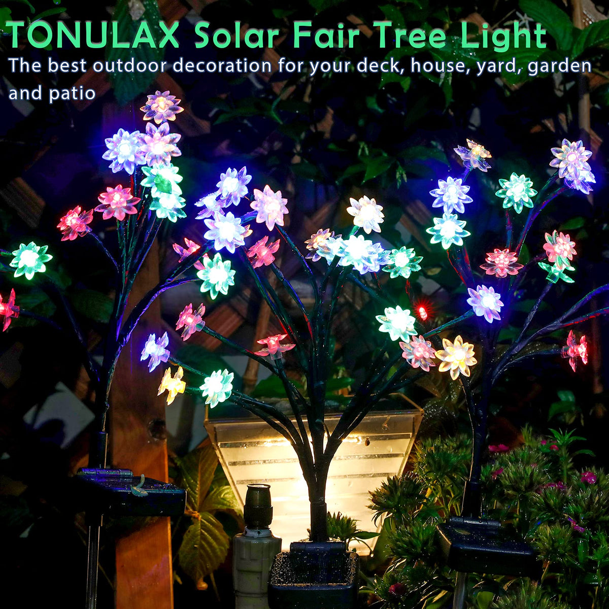 TONULAX Solar Garden Lights - Upgraded Landscape Tree Lights with Larger Solar Capacity, Decorative Light Outdoor for Pathway, Patio, Front Yard Decoration(4 Pack)