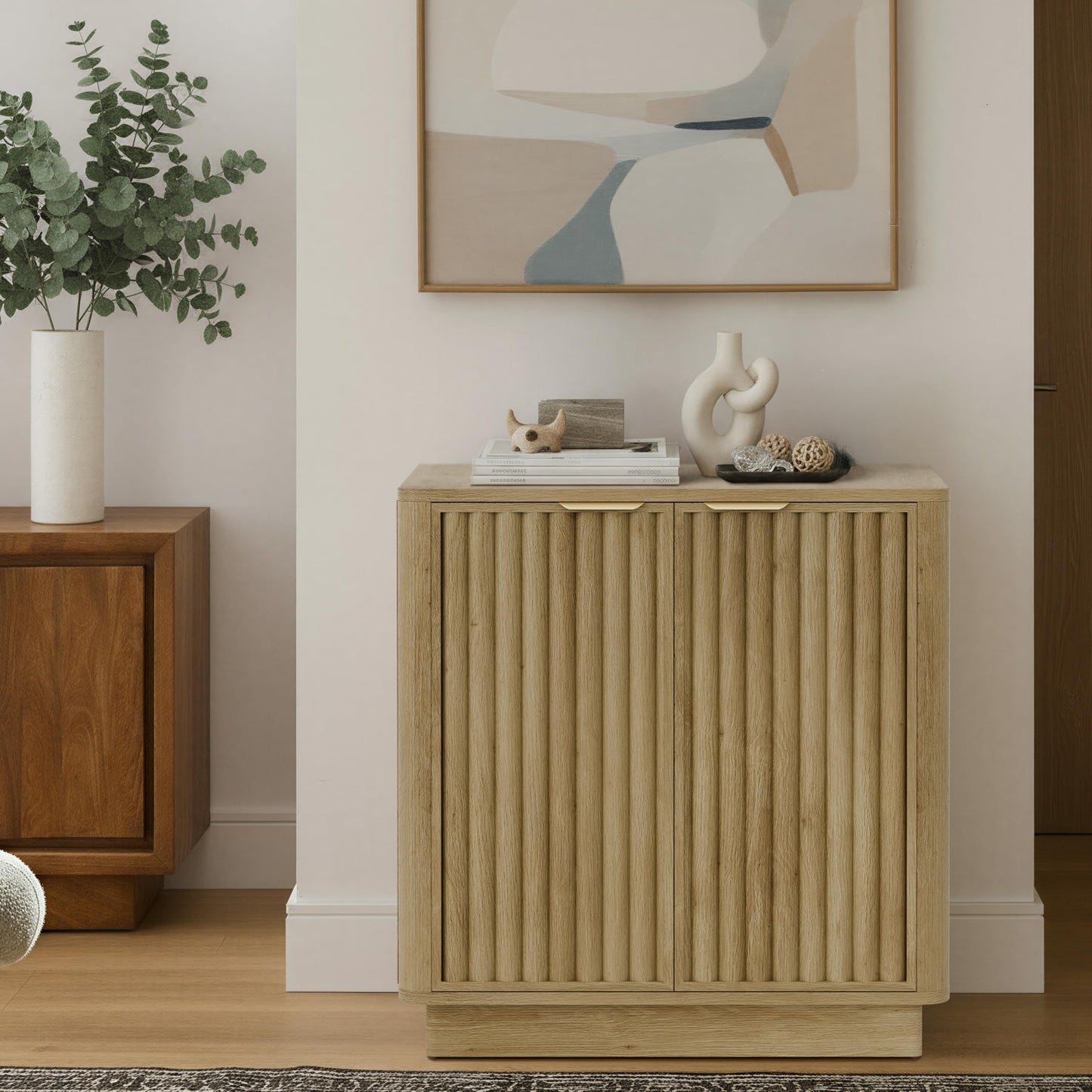 Lab Cosi Buffet Cabinet with Storage,Accent Sideboard with Adjustable Shelves,Fluted Console Table, Modern Credenza for Entryway,Living Room,Dining Room,Kitchen,Natural