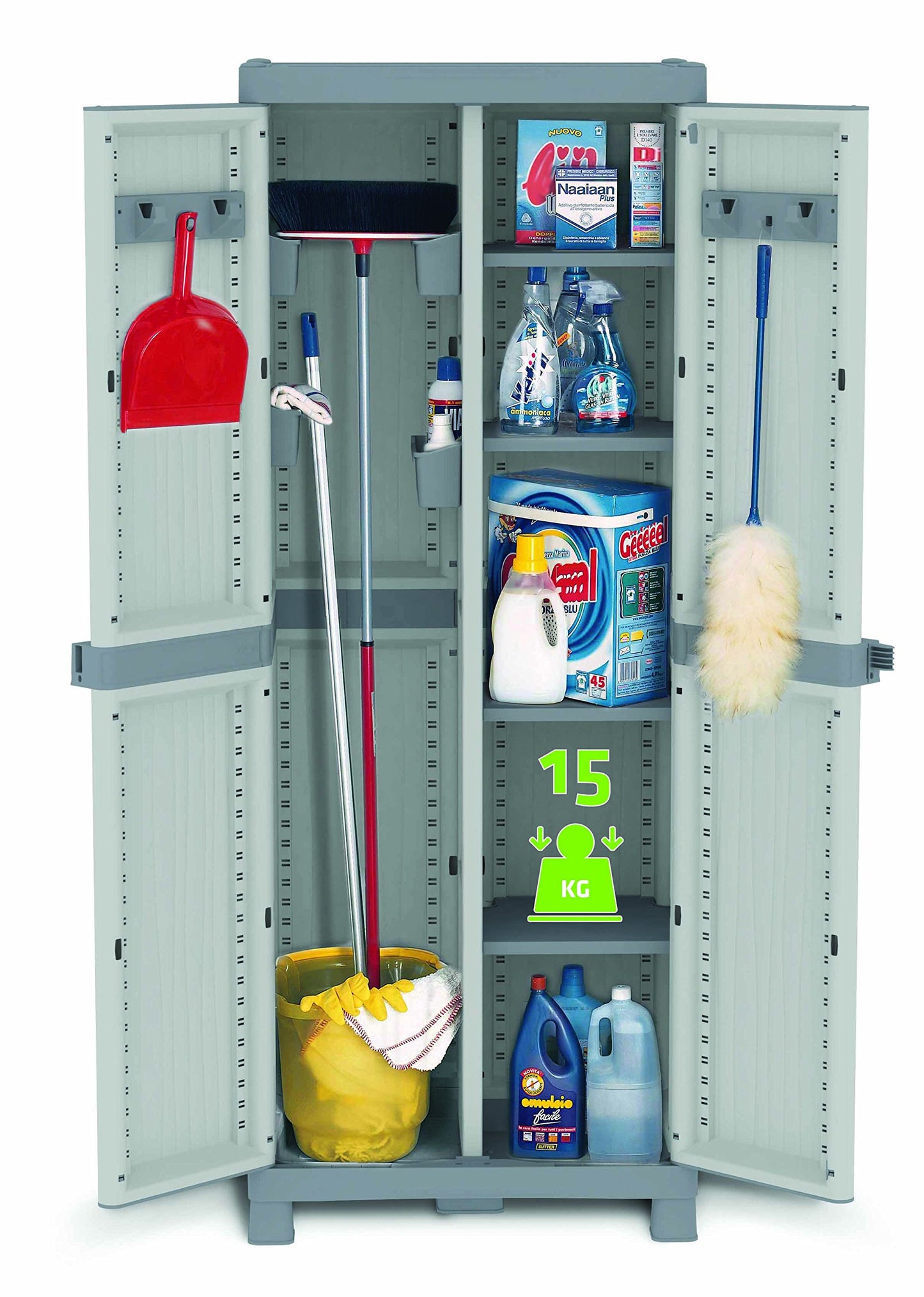 Terry, 3700 UW Base, 2-Door Vertical Divider Cabinet, 4 Internal Shelves - 70x43.8x181.8 cm