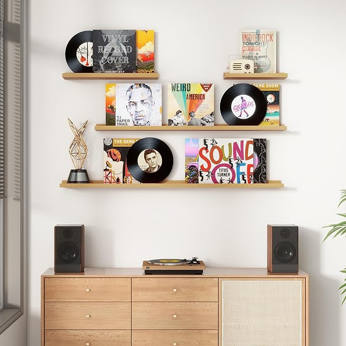 Floating Picture Ledge Shelves Set of 8, 16 Inch Shelves