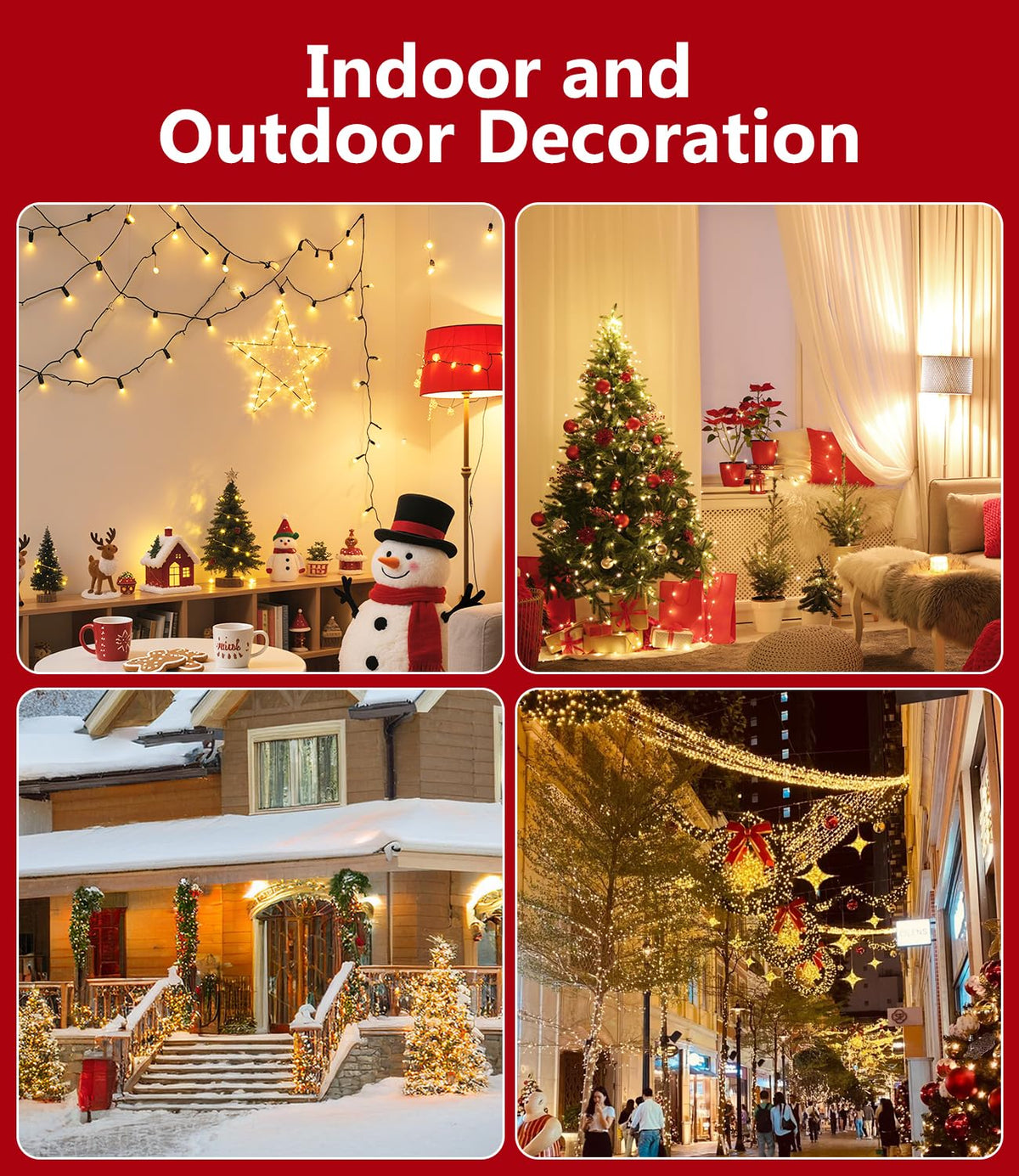 RiderVibe 82FT 1000LED Warm White Christmas Lights Outdoor with 8 Modes, IP44 Waterproof Plug in Christmas Tree Light Fairy String Lights for Christmas, Patio, Garden, Indoor Outdoor Decor