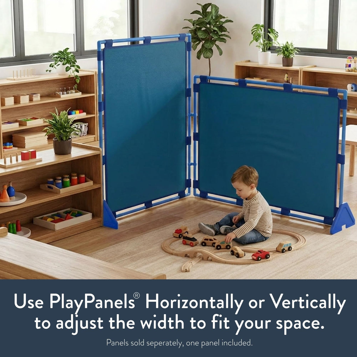 Children's Factory Big Screen PlayPanel, Kids Room Divider, Classroom Privacy Screen, Cantilever Feet Included, 1 Panel, Deep Water
