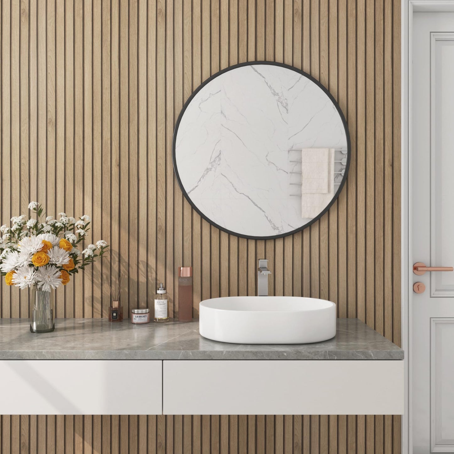 HelloWall 17.7x317 Slats Wood Wallpaper Peel and Stick Wood Slat Contact Paper Slat Wall Panel Peel and Stick for Table Removable Wooden Wallpaper Waterproof Self Adhesive Wall Paper for Accent Walls