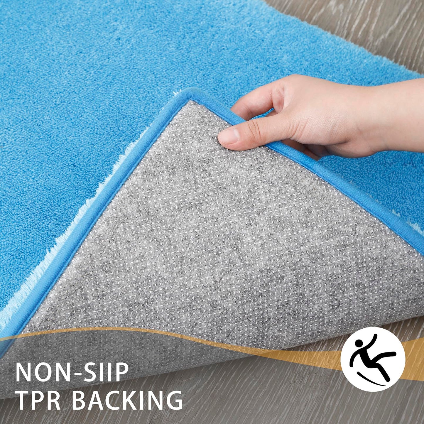 MINIDEAR Toilet Rugs 24x20 - U Shaped Lake Blue Thick Memory Foam Contour Rugs,Ultra Soft & Plush Fluffy, Non-Slip, Quick Dry, Absorbent Washable Floor Microfiber Mat for Home Decor Accessories
