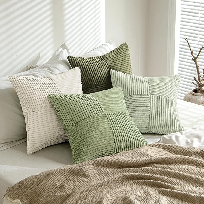 MIULEE Summer Light Green Decorative Throw Pillow Covers 20x20 Inch Set of 4