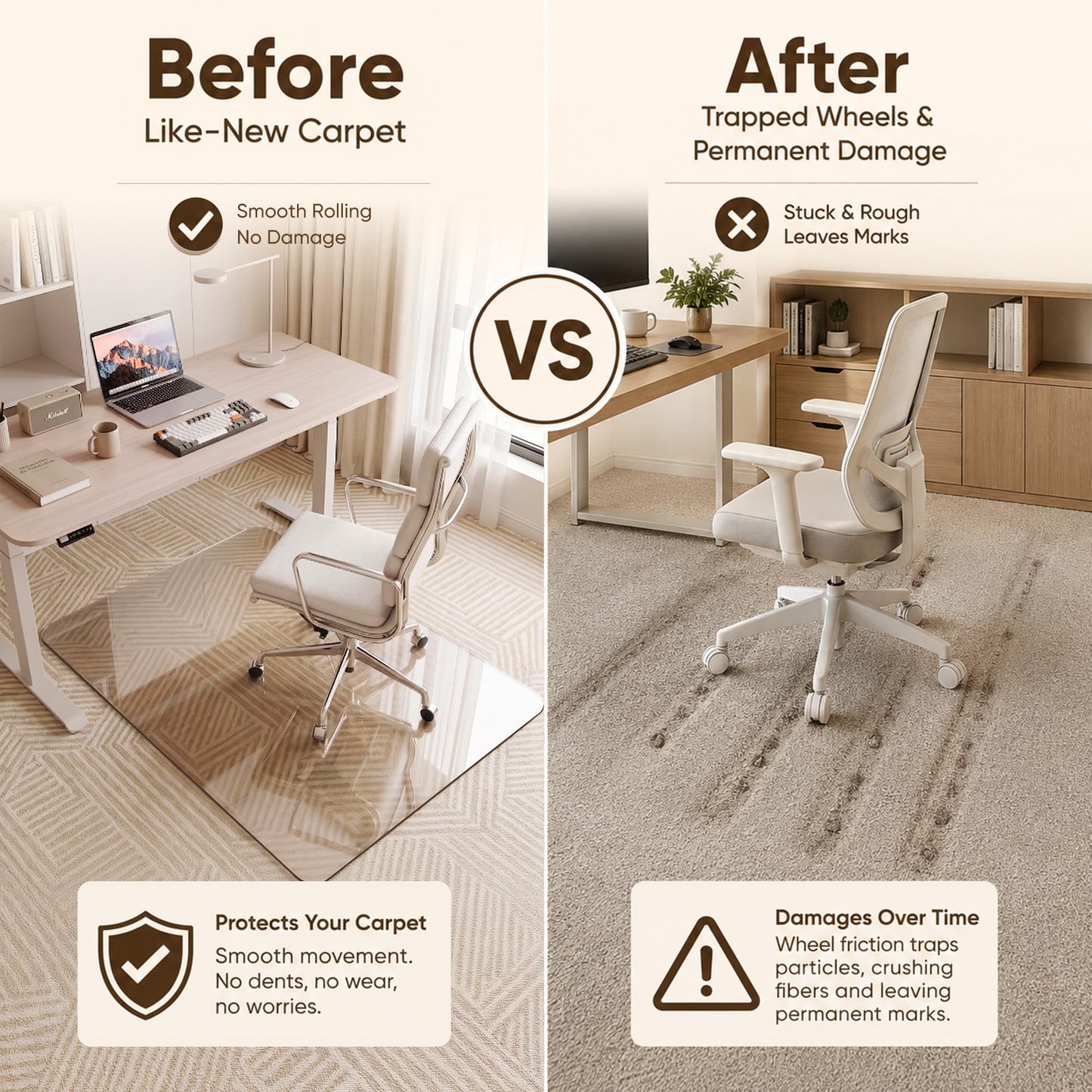 Antok Tempered Glass Chair Mat, 48"x72" Office Chair Mat for Carpet & Hardwood Floors, Heavy Duty 0.2" Desk Chair Mat for Smooth Rolling at Home or Office
