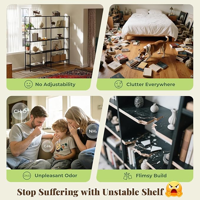 Huuger 4 Tier Bookshelf, L Shaped Corner Bookshelf