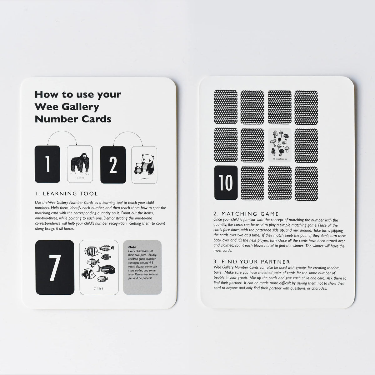 Wee Gallery Educational Flashcards for Babies, Double Sided Black and White Learning Flash cards, Nature Number Cards for Visual Stimulation and Cognitive Development of Infants and Toddlers