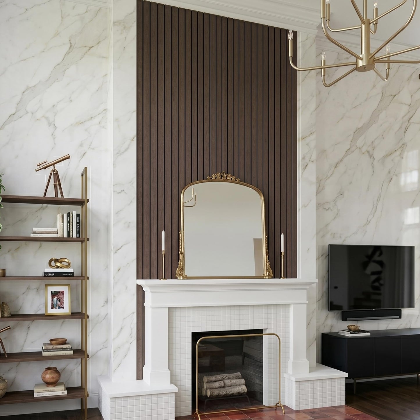 INNO STICKERS Peel and Stick Faux Wood Slat Wall Panels, 118" x 48" Walnut Self-Adhesive Flexible Wall Paneling, 3D Wood Grain Wallpaper for Walls & Ceilings, Covers 38.75 Sq. Ft.