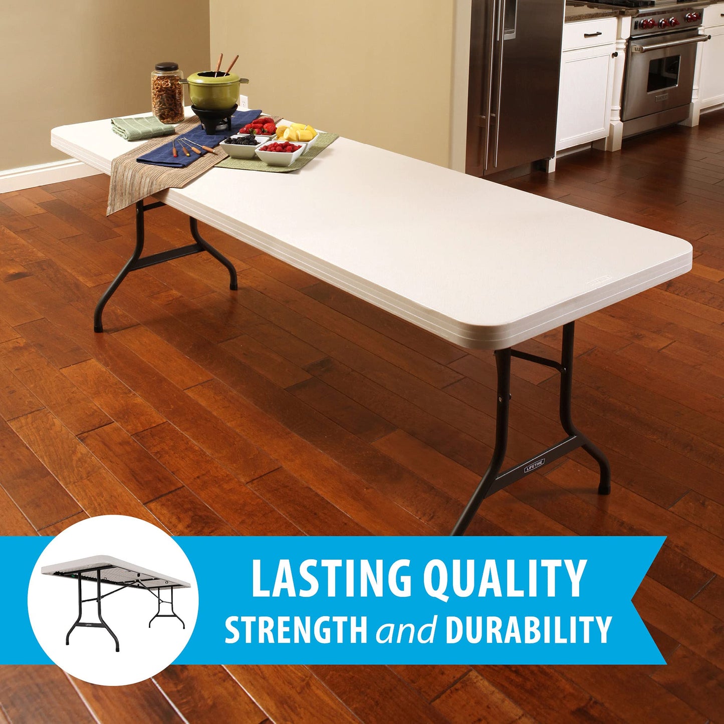 Lifetime 22980 Folding Utility Table, 8 Feet, Almond