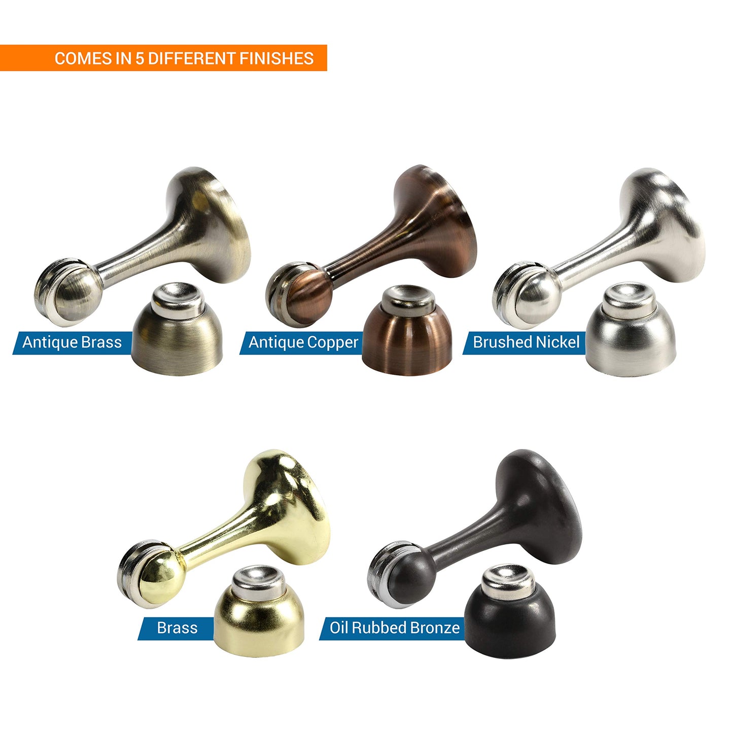Rok Hardware Magnetic Door Stop Holder 3 Inches (Brushed Antique Copper, 2 Pack)